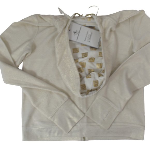 All-Sport Couture Womens NFL New York Giants Play Action Cream Hoodie New - Picture 8 of 9